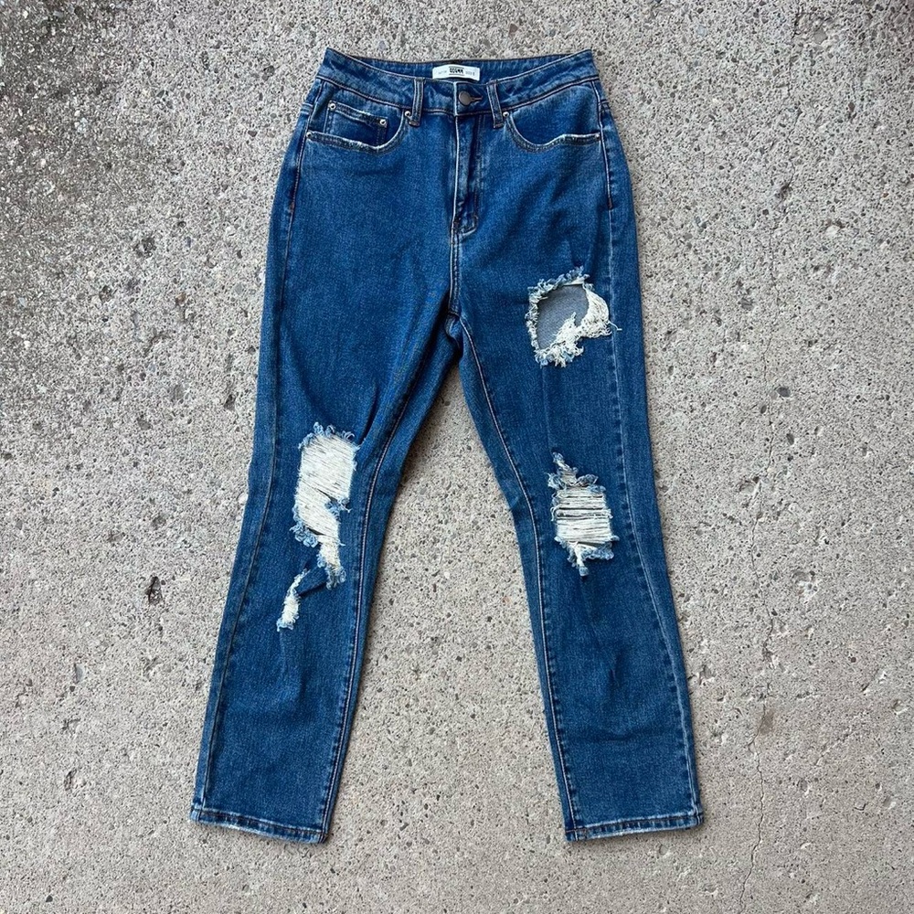 Dark Wash Distressed High Waisted Jeans Size 5 Pants New with Tag